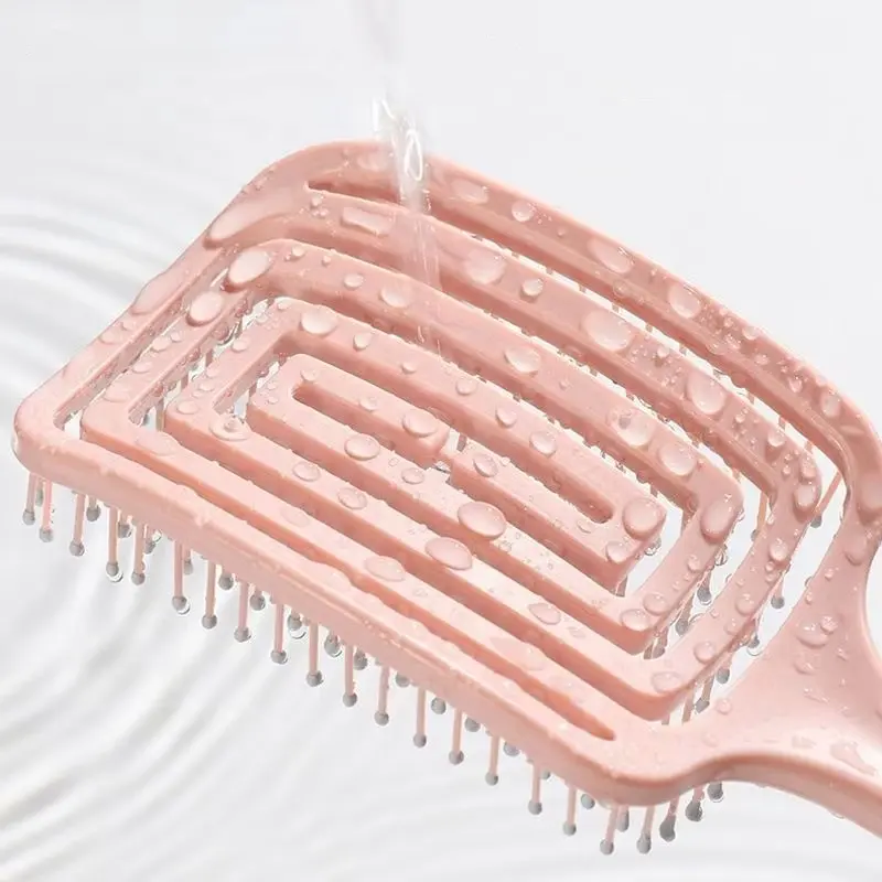 1Pcs Elastic Massage Comb Hollow Out Hair Brush Scalp Massage Combs Hair Styling Detangler Fast Blow Drying Detangling Tool 5