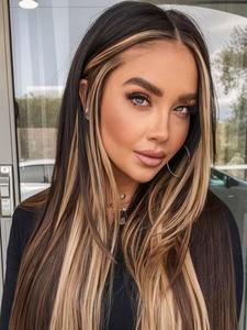 Highlight Straight Tape in Human Hair Extensions, Natural Looking Remy Human Hair Seamless Skin Weft Tape in Hair Extensions