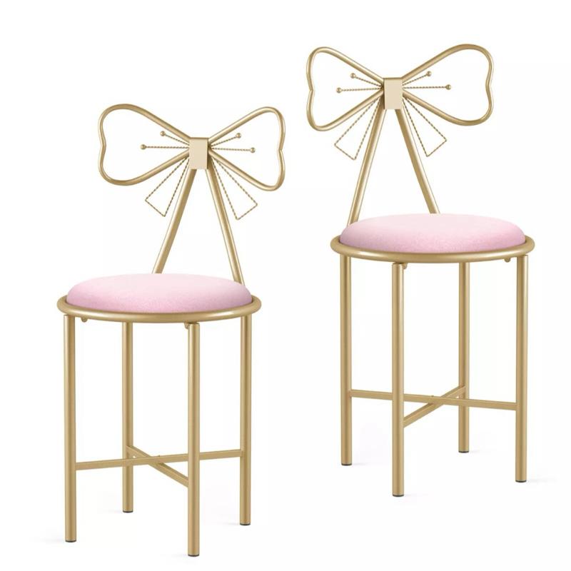 Large Velvet Chair Dressing Stool for Makeup and Vanity in Bedroom or Living Room 0