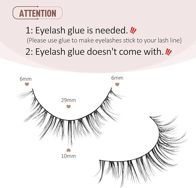 Natural Lashes Short Eyelashes Wispy Natural Look Soft False Eyelash Fake Eye Lash Faux Mink 7 Pairs D2(6MM-10MM) 5