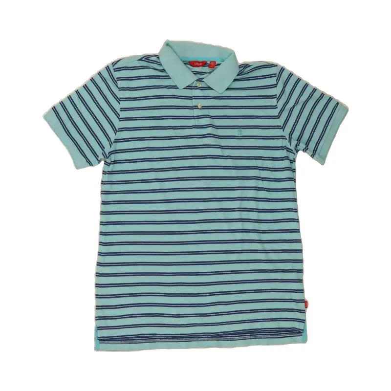 Pre-Owned Vintage IZOD Mens Polo Shirt Large Blue Striped Cotton 1