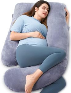 Momcozy Pregnancy Pillows for Sleeping, U Shaped Full Body Maternity Pillow with Removable Cover - Provides Comfort to Back, Legs, Belly, and Hips for Pregnant Women, 57 Inch Pregnancy Pillow for Women, Grey