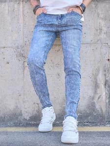 Men's Regular Fit Solid Color Ripped Skinny Jeans, Casual Comfy Denim Pants for Daily Wear, Fashion Men's Bottoms for All Seasons, Cotton