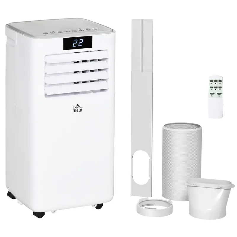 HOMCOM 7000 BTU Air Conditioning Unit, 3-in-1 Portable Air Conditioner, Dehumidifier, Cooling Fan with Remote Control, LED Display, 2 Speeds, 24H Timer, Window Venting Kit, 15m² 0