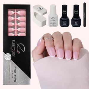 [ PRO-TIPS French Kit ] 160pcs Pink Extra Short Oval French Nail Tip, 16 Sizes Press-On Nails, Gel Acrylic Nail Extensions for Easy DIY, Ellie Young