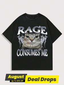 Men's Regular Fit Graphic Print Round Neck Tee, Street Fashion Casual Short Sleeve T-shirt for Daily Wear, Men's Summer Clothes