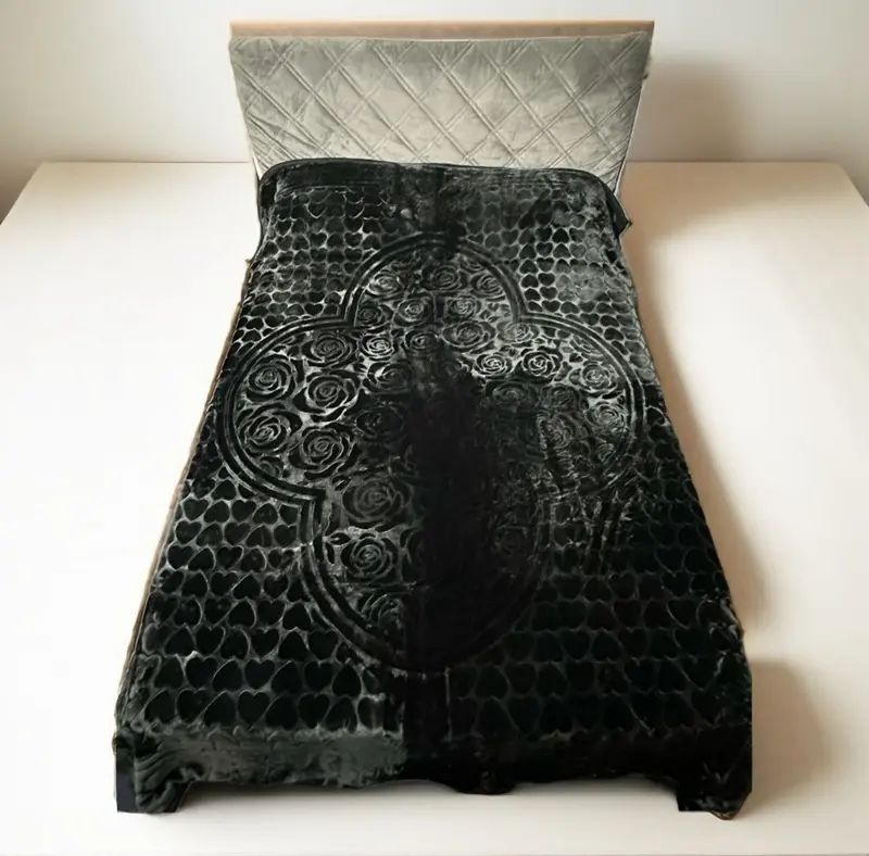 Heavy 2 Ply Floral Embossed Mink Blanket 5KG for Double & King Bed 200x230 CM, - Skin Friendly Luxury Bedspread 3