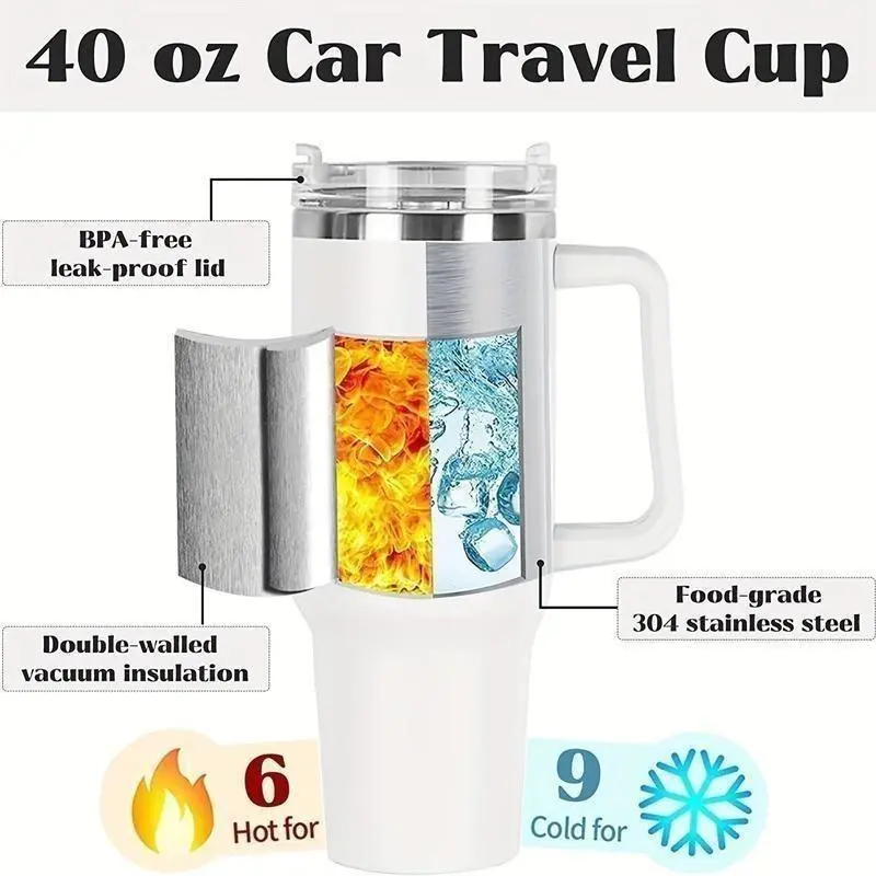 【2025】1200ML 304 Stainless Steel Insulated Water Bottle,Thermal Coffee Car Cup, Cold Hot Mugs Vacuum Flask With Handle Straw,For Sport 7