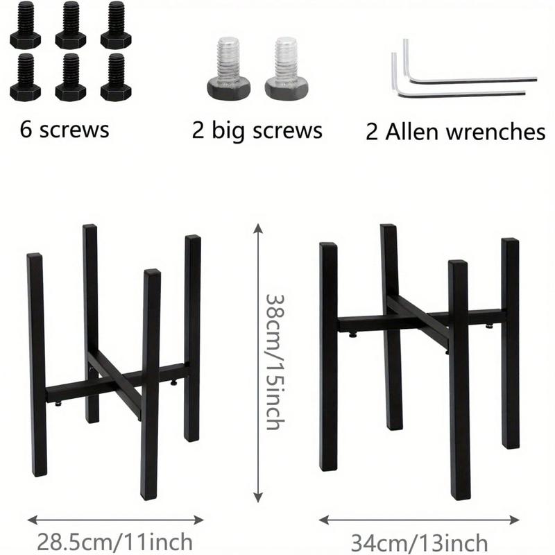 【JY】Adjustable Metal Plant Stand for 11-13.5 Inch Pots – Height & Width Adjustable Indoor/Outdoor Shelf for Flower Display, Balcony & Garden Decor | Durable Rustproof Iron Frame, Space-Saving Home Gardening Solution (Black) 1