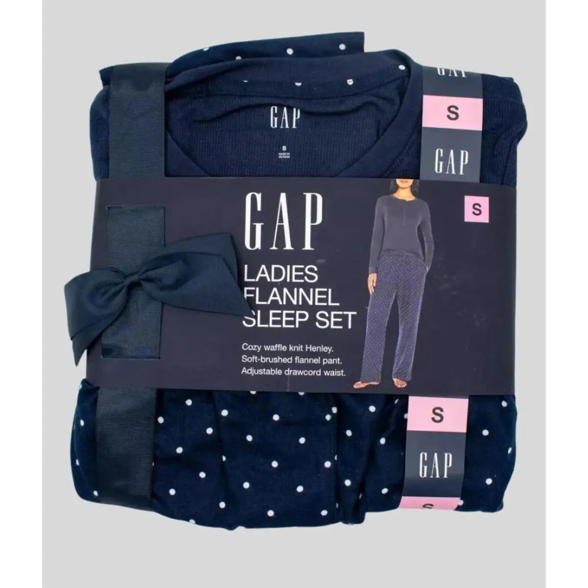 Navy Spotted Flannel Plus Size Pyjamas Set