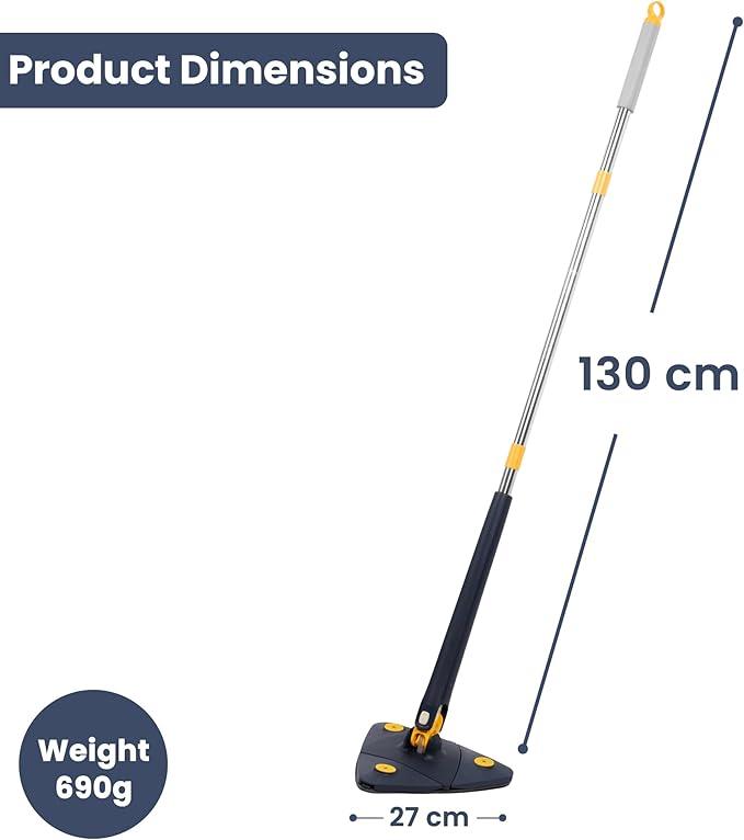 Triangular Cleaning Mop 360° Rotating Head Mop for Cleaning Walls Replacement Absorbent Microfibre Pad Wet Dry Cleaning Water Squeezing with Telescopic Handle Triangle Floor Window,White 1