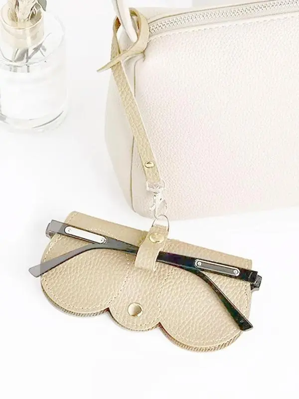 Summer cute lady sunglasses protective case, plain artificial leather design, high-quality glasses case, luxurious sunglasses bag, creative and fashionable portable glasses case 4