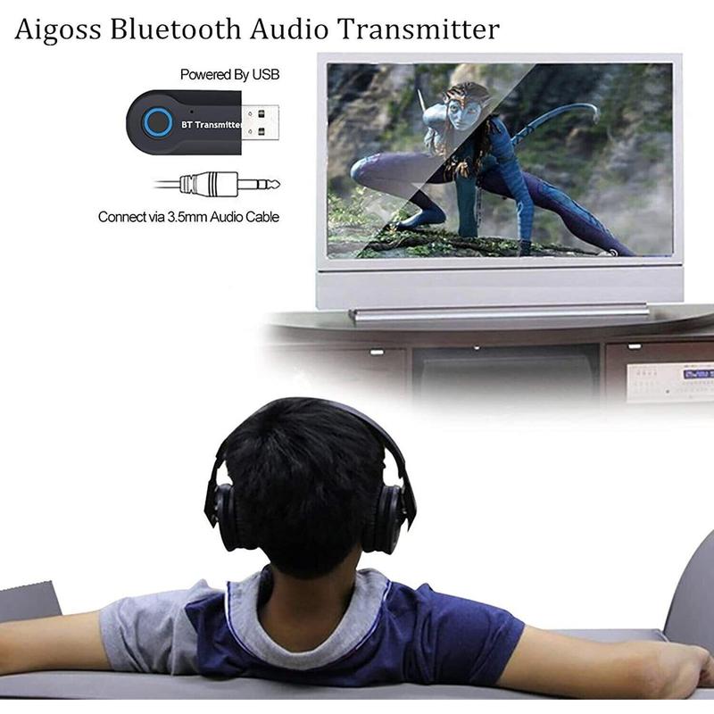 Bluetooth Transmitter Aigoss, Wireless Portable USB Transmitter, Bluetooth 4.2 f 5