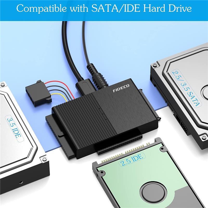 IDE and SATA Adapter, USB 3.0 Hard Drive Adapter, External SATA and IDE Converter for 2.5 and 3.5 inches HDD or SSD, CD-ROM, CD-RW, DVD-RW Drives 2