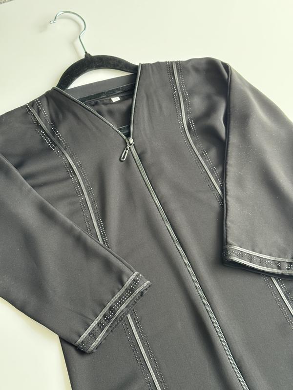 Raya AM-03C - Children's Black Abaya with Zip and Sequin Design 3