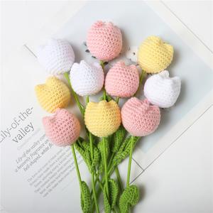 10PCS Handmade Knitted Yarn Tulip Bouquet – Soft, Elegant, and Everlasting Floral Décor for Home & Gifts