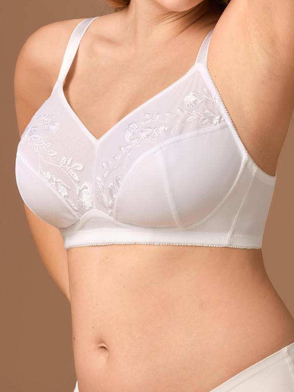 【Plus Size】 Solid Patchwork Lace Wireless Bra, Elegant Comfortable Breathable Bra for Daily Wear, Women's Lingerie for All Seasons 2