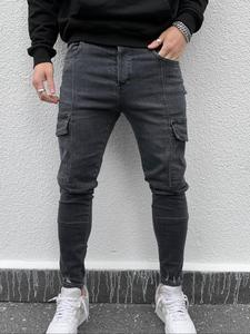 Men's Solid Color Flap Pocket Jeans, Fashion Casual Comfy Regular Fit Slim Denim Pants for Daily Wear, Men's Bottoms for All Seasons, Cotton