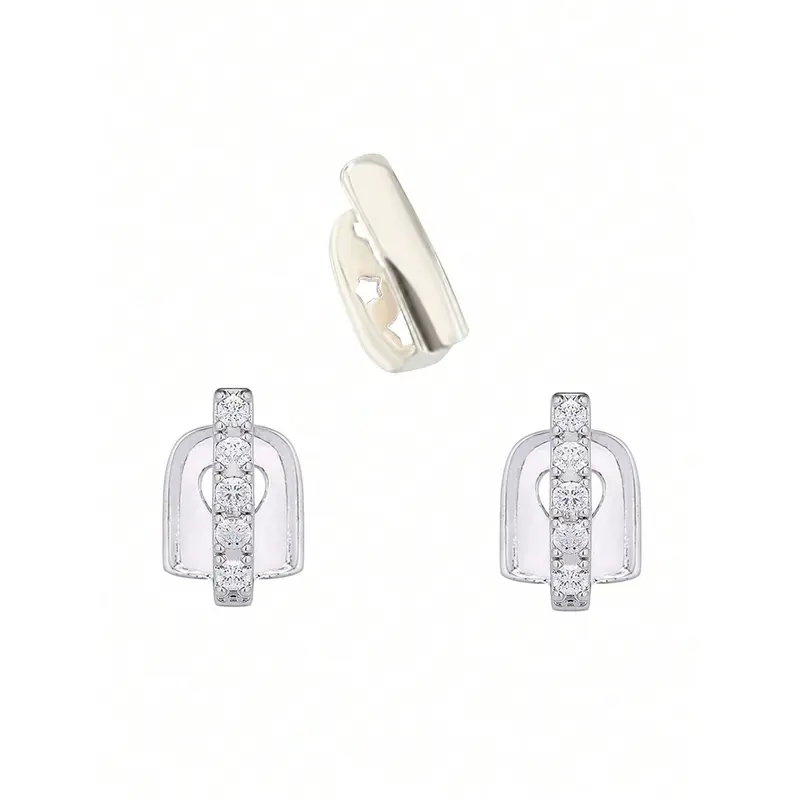 1 Set Single Row Icy Gold & Silver Cubic Zirconia Stud Grill, Adjustable Unisex Hiphop Nightclub Punk Style 4