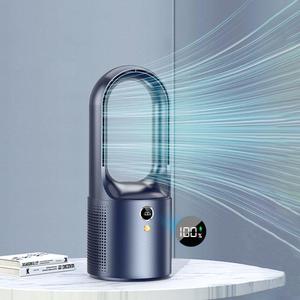 Portable Bladeless Fan, Rechargeable 6-speed Mini Personal Cooling Fan, Touch Controlled Desktop Air Purifier, Silent Electric Desk Fan for Home Office