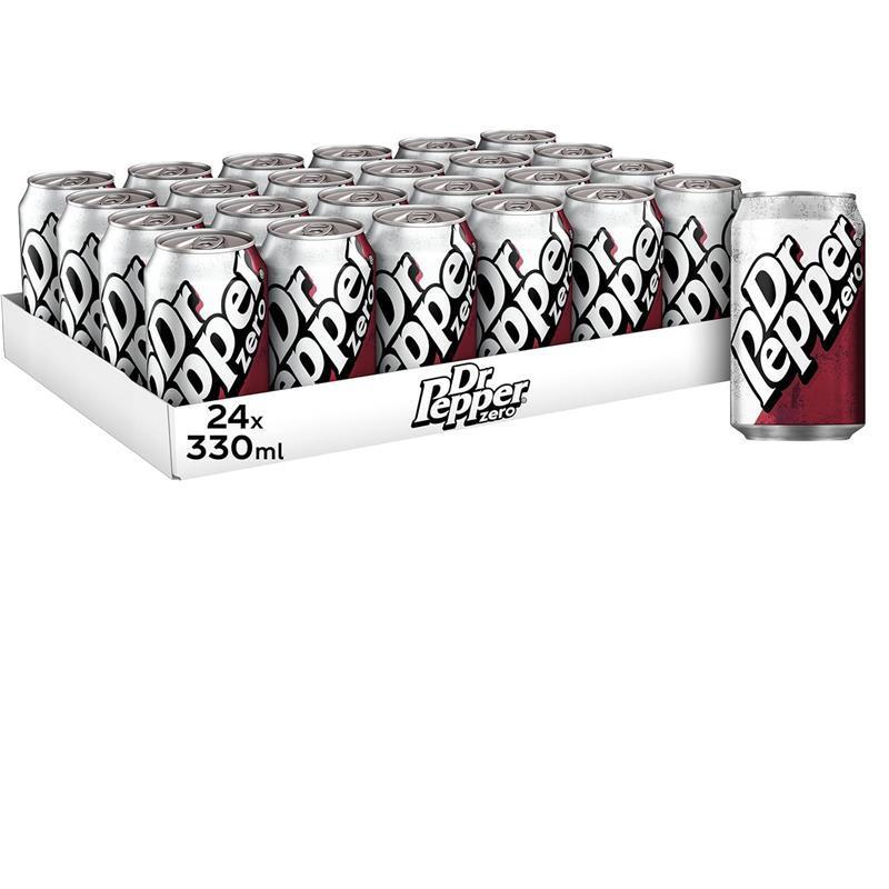 Dr Pepper Zero Sugar Carbonated Soft Drink, 330 Ml Can (Pack of 24) – Bold and Refreshing Flavor 0
