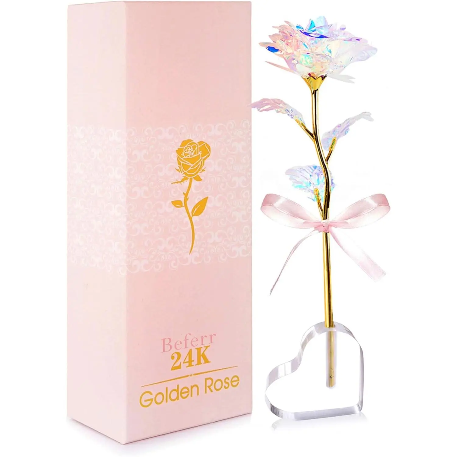 Birthday Galaxy Colorful Rose Gifts for Women Enchanted Rainbow Flower Gift with Heart Base Mothers Day Rose Gifts for Mum Best Present for Mum Wife Grandma Girlfriend Sister Mothers Anniversary