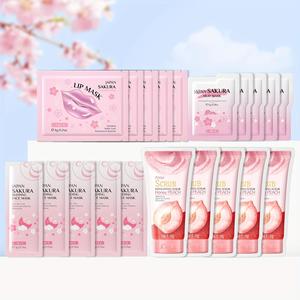 Sakura Skin Care Kit, 20pcs/set Moisturizing Facial Mask & Lip Mask & Mud Mask & Facial Scrub, Hydrating Skin Care Products for Women, Deep Moisturizing Mask, Hydrogel Face Masks