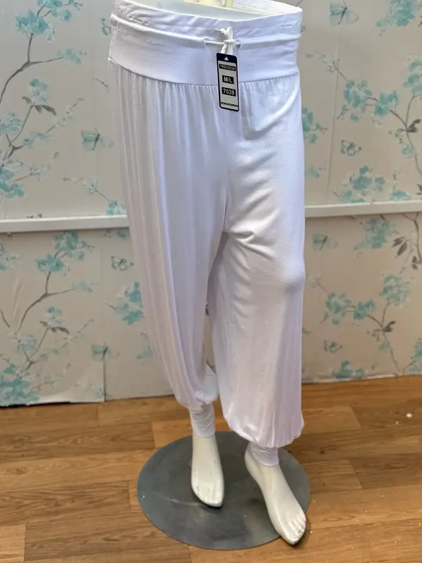 Turkish Latest Trending Cuff Cotton Harem Trouser - Soft, Modest, Lastic & Darwstring, Black/Khaki/Brown/Dusty Pink/White, S/M/L/XL - Fit, Pants 4