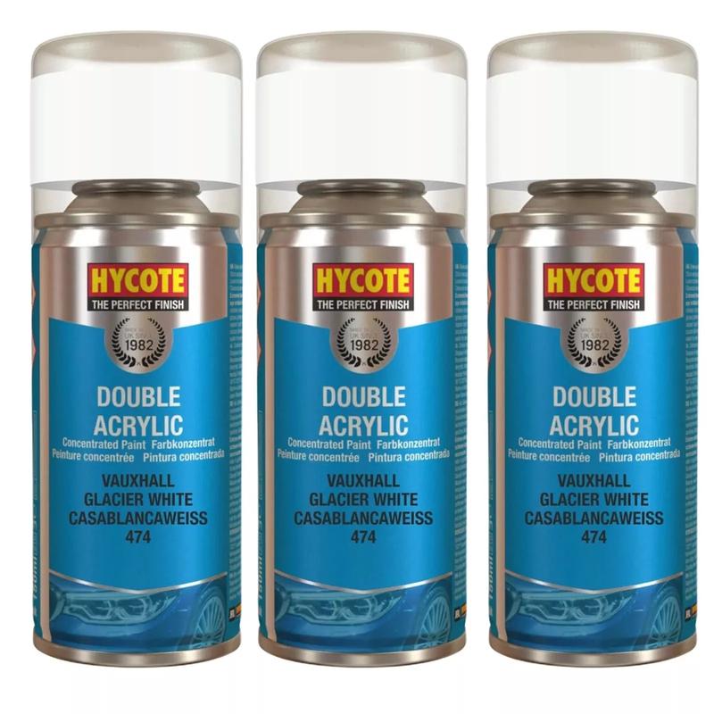 Hycote Colour Spray Paint XDVX601 Vauxhall Glacier White 150ml x3 0