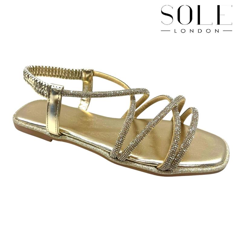 Women's Diamante Slip On Sandals with Flat Heel 3