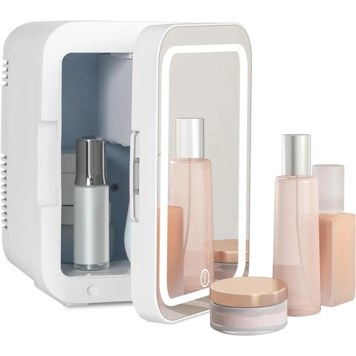ARTETHYS Mini Fridge for Bedrooms 4L Skincare Beauty Fridge with LED Mirror Compact Car Fridge for Home Office Cosmetic, 220V AC/12V DC