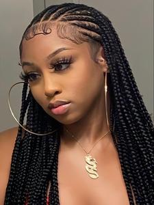 200% Density Lace Front Twist Braided Wigs for Women, 36 Inch Long Braided Pigtails Wigs with Baby Hair, Synthetic Braided Lace Wigs for Daily, Cosplay, Anime Or Costume Party