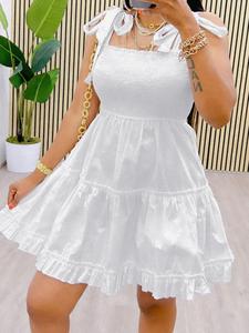 Women's Solid Color Sleeveless Tie Shoulder Dress, Elegant Fashion Casual Chic Dress for Daily Outdoor Wear, Women Dress for Summer, Womenswear