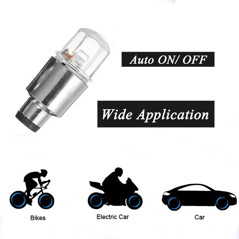 4/8/24x LED Wheel Tire Air Valve Stem Caps Neon Light For Motor Bike Car Bicycle 3