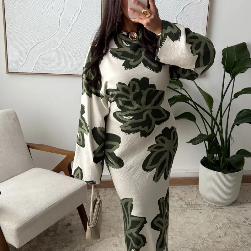 Mina Dress - Casual Women's Dress for Any Occasion - Womenswear Comfort Comfortable Elegance Modest Elegant Formal Workwear Maxi Basic Long Sleeve Minimalist Fit Fabrics 1