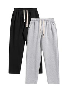 Men's Solid Drawstring Waist Pants, Casual Comfy Loose Straight Leg Trousers for Fall & Winter, Men's Bottoms for Daily Wear