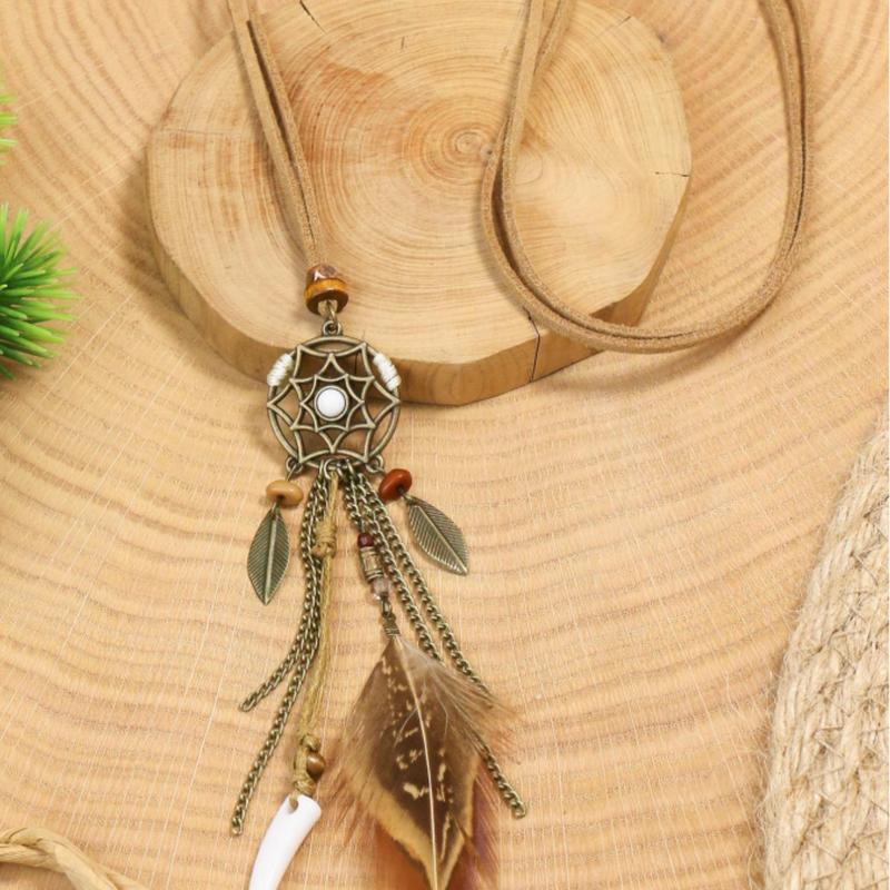 Fashion zinc alloy feather pendant necklace for women for daily, party, festival decoration 3