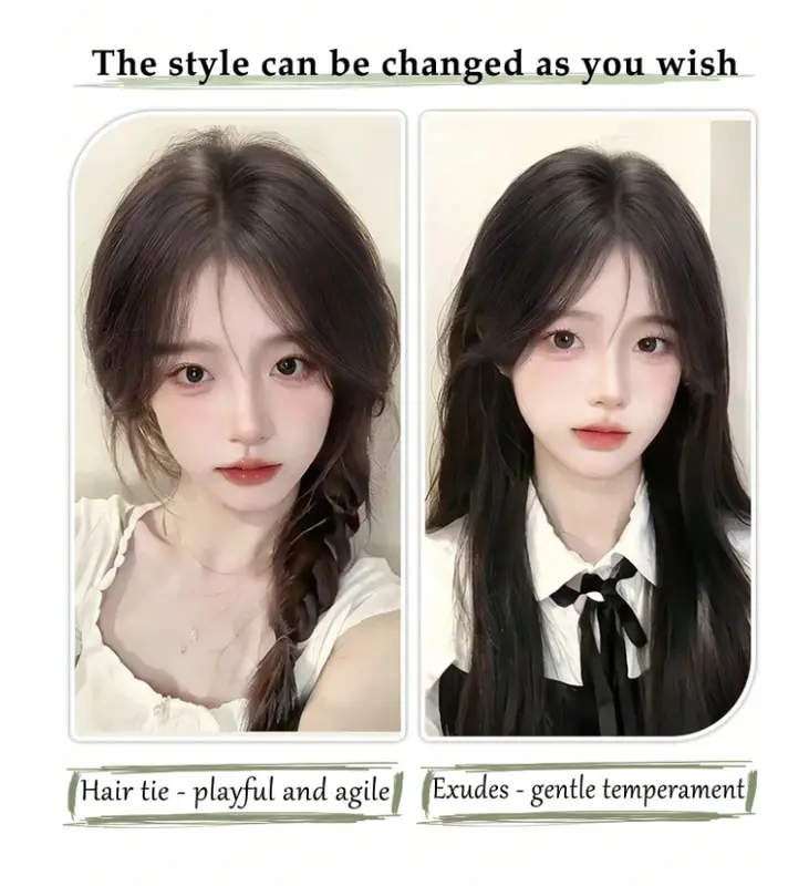 Synthetic Bangs, Natural Looking Thin, Invisible Clip-in Wigs, Short for Women 7