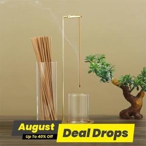 2 in 1 Aromatic Scent Incense & Candle Holder, 1 Count Wooden Base Fragrance Incense Burner with Removable Glass Ash Collector, Home Decor Ornament for Calming Home Fragrance, Minimalist Aesthetic, Incenseholder