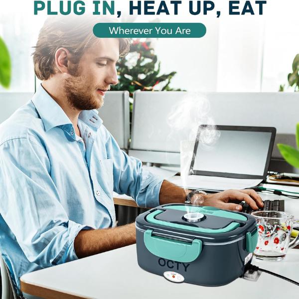 Product Introduction of [UK Seller] Electric Lunch Box pack - Portable Food Warmer for Tableware, Car, Truck, Office & Camping - 3-in-1 Heated Lunch Box with UK Plug - Container, Steel - Dark Green 9