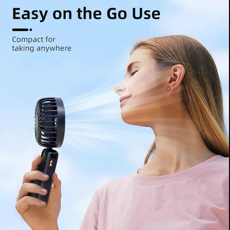 Portable Fan, USB Rechargeable Fan Portable Handheld Fans, Personal Cooling Fan with Digital Display, 90° Ajustable Handheld Mini Fan for Outdoor Sports, Fans Portable Gifts 3
