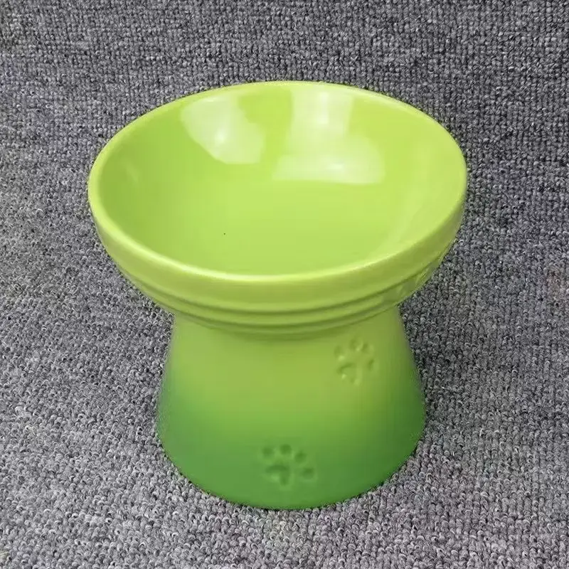 Rainbow High Footed Dog Bowl Snack Bowl Neck Protection Pet Drinking Water Cat Food Anti Slip Anti Black Chin 3