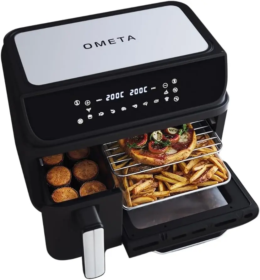 Ometa Air Fryer & Oven Combo Cooking Appliances, 10 Cooking Methods, Oil Free Cooking, Non-Stick Dual Zone (11.5L Air Fryer & Oven)