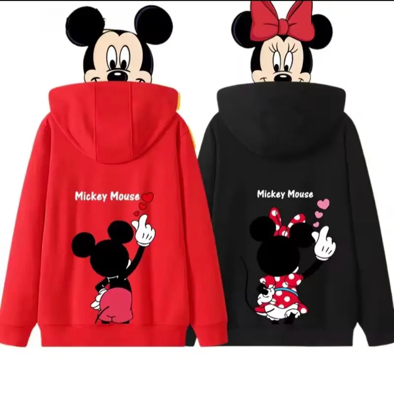 Men and Women's Cartoon Style Mouse Winter Hoodie Sweatshirt - Classic, Love Long Sleeve Stylish Tops Menswear