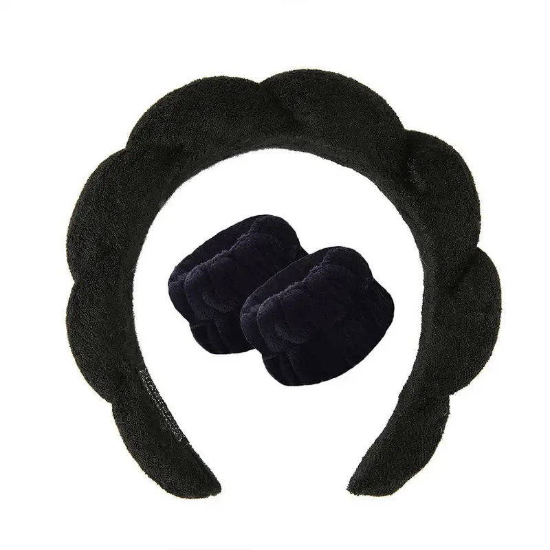 Women's Cute Fashion Fluffy Hair Hoop & Wristbands with Moisture Absorption Function, Gifts for Girlfriend, Casual Trendy Hair Accessories Set with Ruched Design for Women & Girls hairband 7