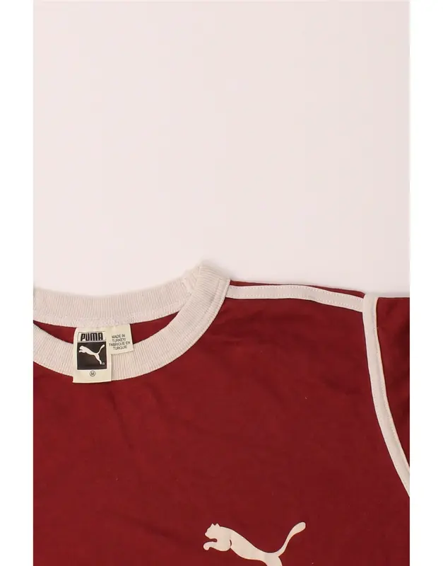 Pre-Owned Vintage PUMA Mens T-Shirt Top Medium Burgundy 3