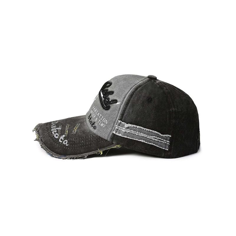 Men Letter Embroidered Ripped Baseball Cap For Daily Life Street 3