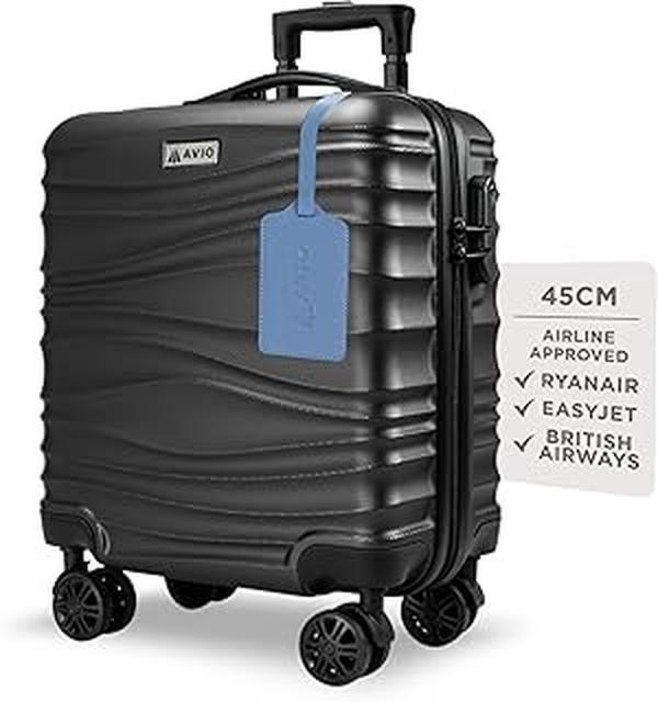 Wave Cabin Suitcase 45x36x20cm - Lightweight Double Wheel Luggage Bag, 2 Internal Pockets, Telescopic Handle 3 Heights, Durable ABS Hard Shell - Approved by Most Airlines 1