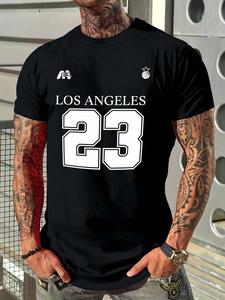 Men's Letter Print Round Neck Tee, Loose Casual Breathable Short Sleeve T-shirt for Summer, Men's Top for Daily Wear