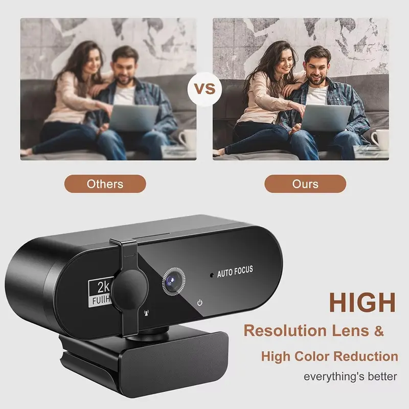 4K Webcam 1080P Mini Camera 2K Full HD Webcam with Microphone 30Fps USB Web Cam for Auto Focus PC Laptop Video Shooting Camera 2